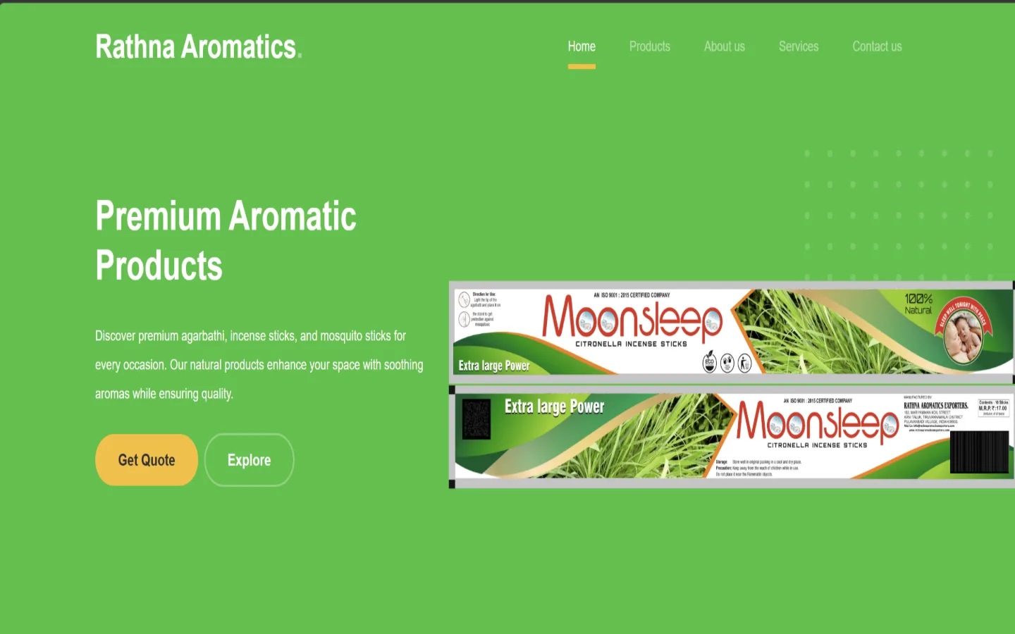 Rathna Aromatics website
